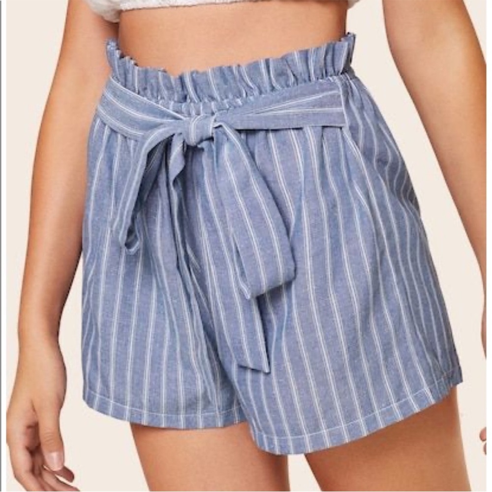 Blue Striped Women's Shorts
